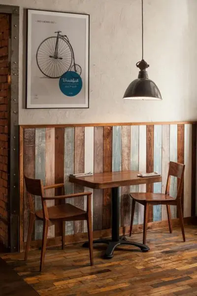 custom wood table set with two chairs