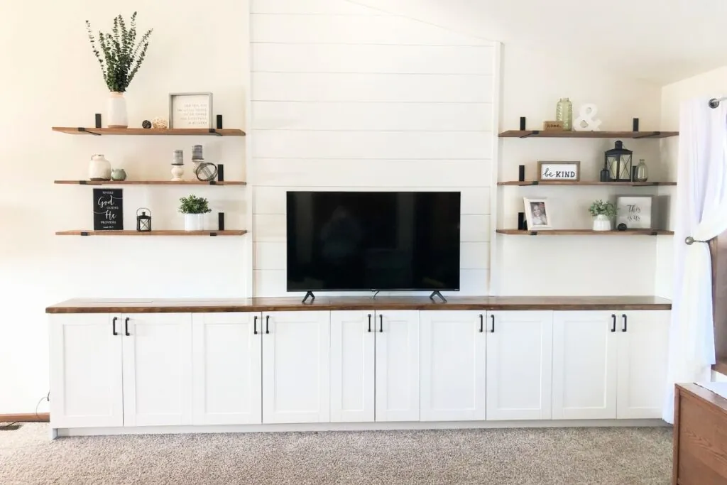 modern white living room cabinets