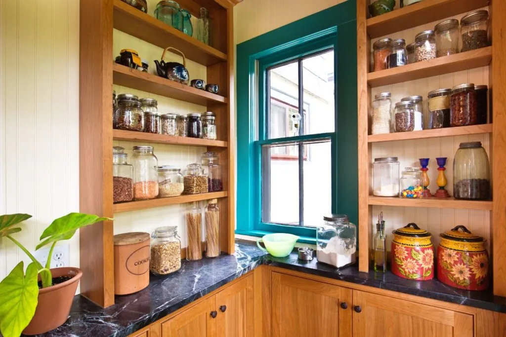 remodeled contemporary classic kitchen design with pantry storage