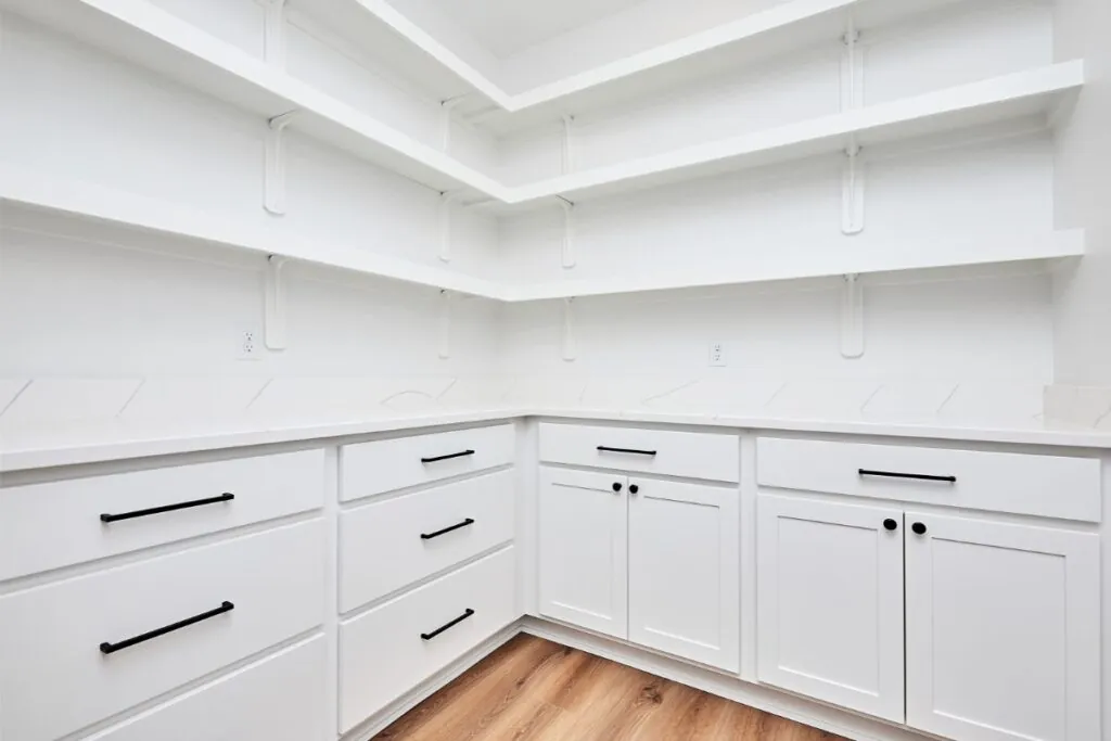 white pantry design in modern kitchen